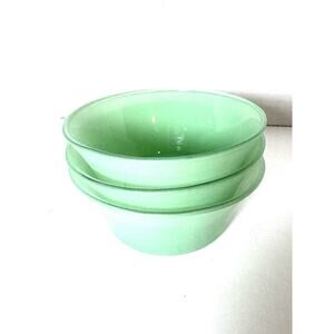 Vintage Firna Green Satin Glass Bowl made in Indonesia 3 Piece Set